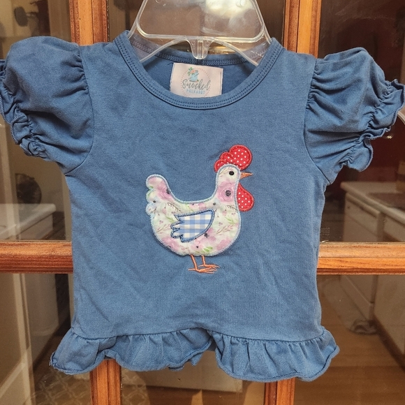 Blue Baby Top with Chicken Appliqué - Picture 1 of 5